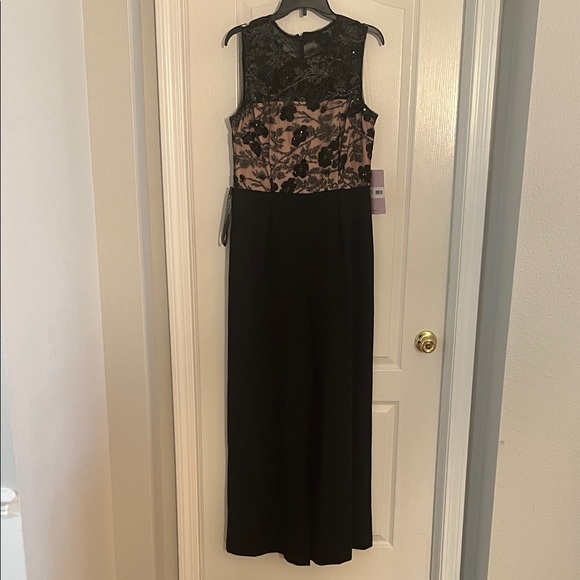 JS Collections Black and Nude Lace Jumpsuit